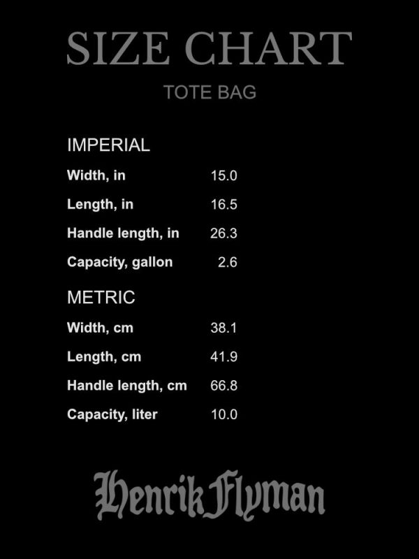 SIZE CHART - BAG